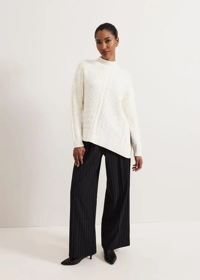 Phase Eight Casey Ivory Cable Jumper Winter White Women Knitwear