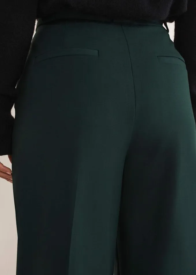 Phase Eight Catira Crepe Wide Leg Trousers Forest Green Women Trousers