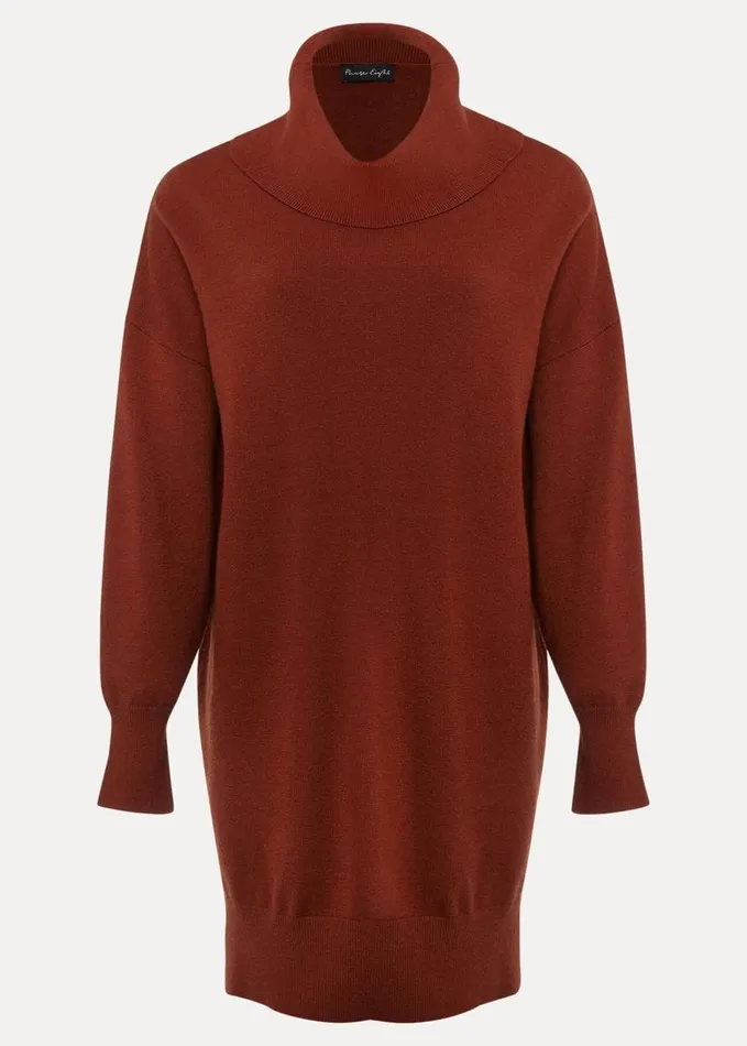 Phase Eight Cecilia Roll Neck Jumper Dress Tobacco Women Dresses