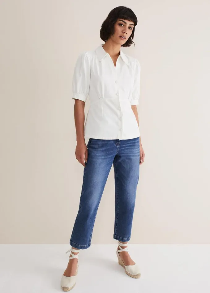 Phase Eight Cosette Denim Top White Women Shirts and Blouses