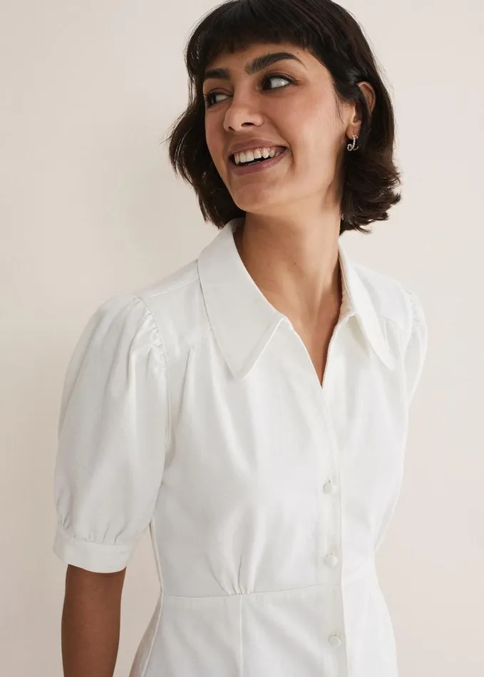 Phase Eight Cosette Denim Top White Women Shirts and Blouses