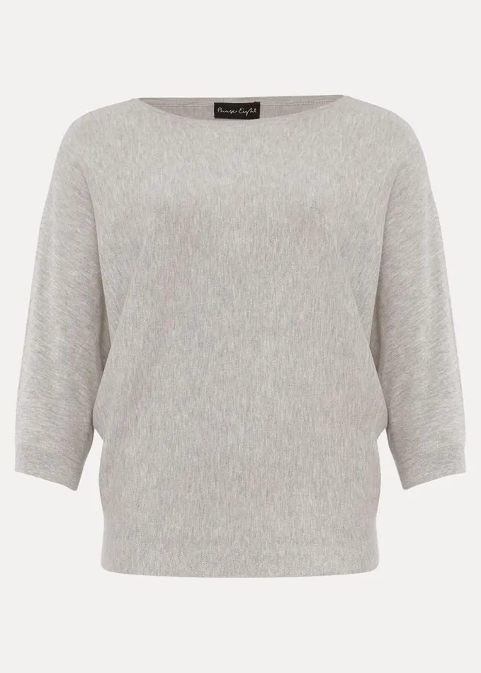 Phase Eight Cristine Batwing Fine Knit Jumper Grey Marl Women Knitwear