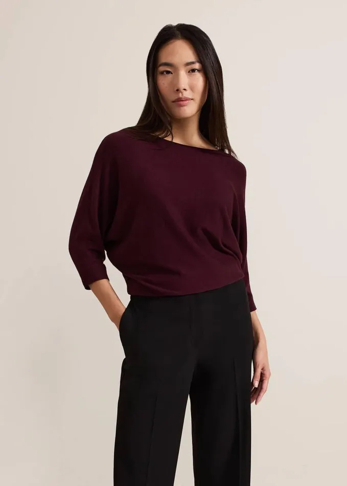 Phase Eight Cristine Knit Jumper Wine Women Knitwear