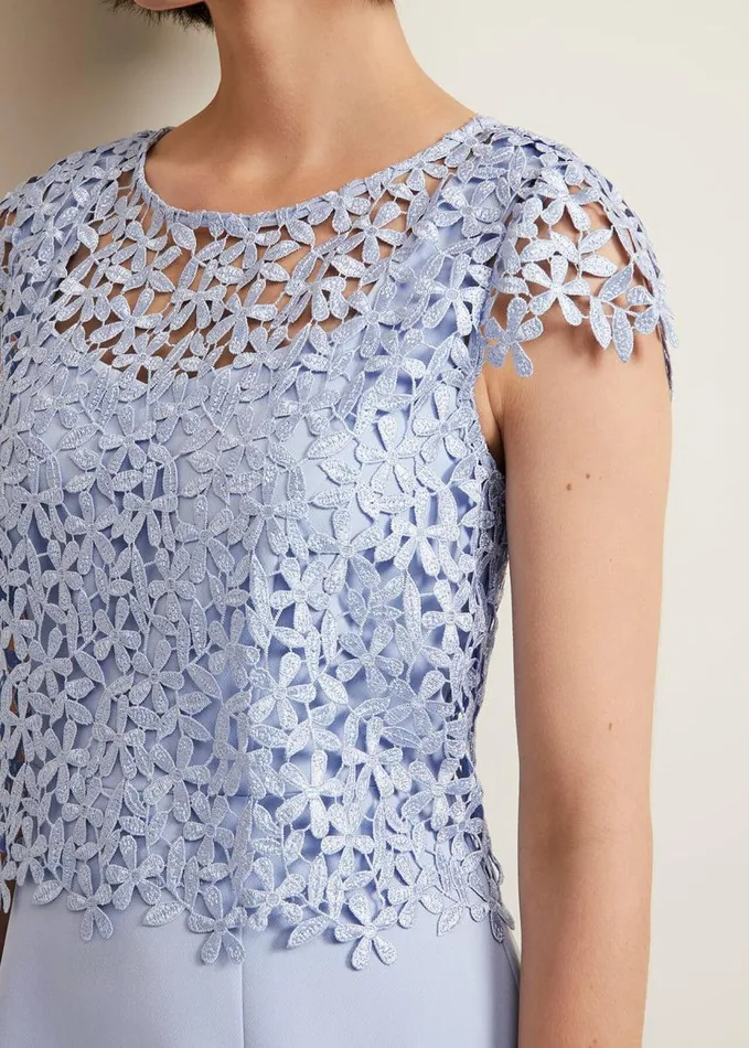 Phase Eight Daisy Lace Double Layer Dress Pale Blue Women Dresses