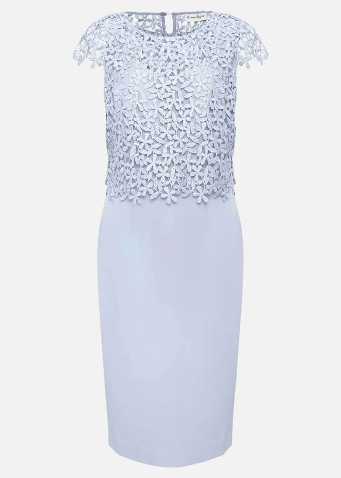 Phase Eight Daisy Lace Double Layer Dress Pale Blue Women Dresses