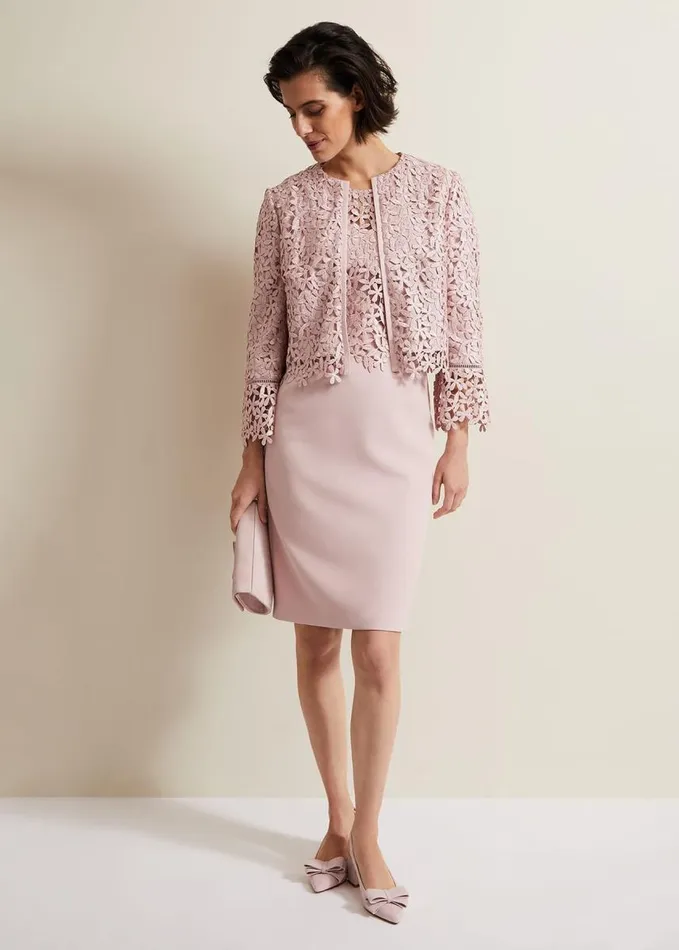 Phase Eight Daisy Lace Jacket Pale Pink Women Jackets