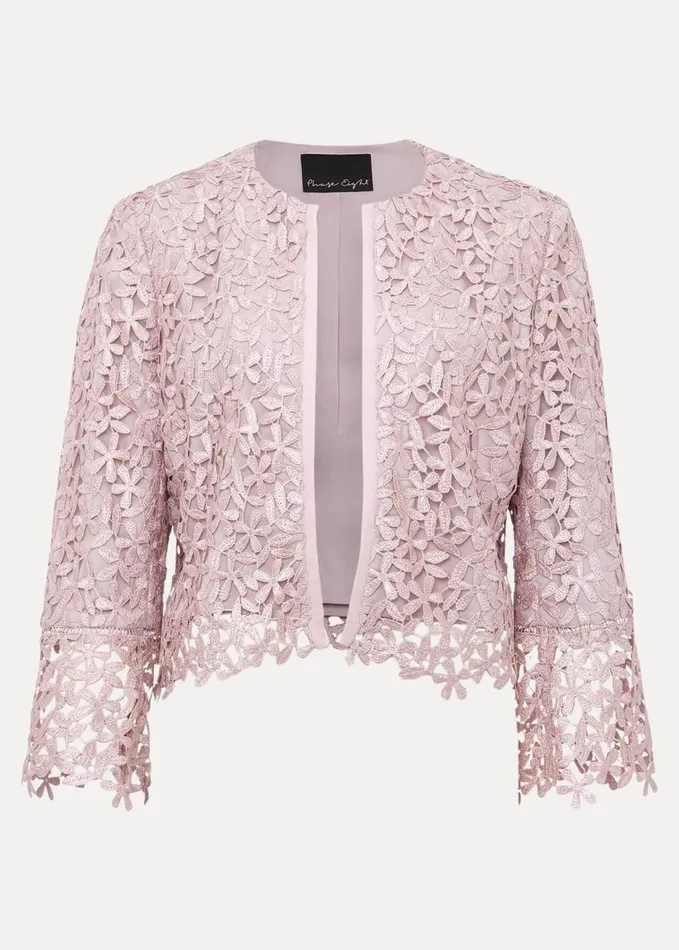 Phase Eight Daisy Lace Jacket Pale Pink Women Jackets