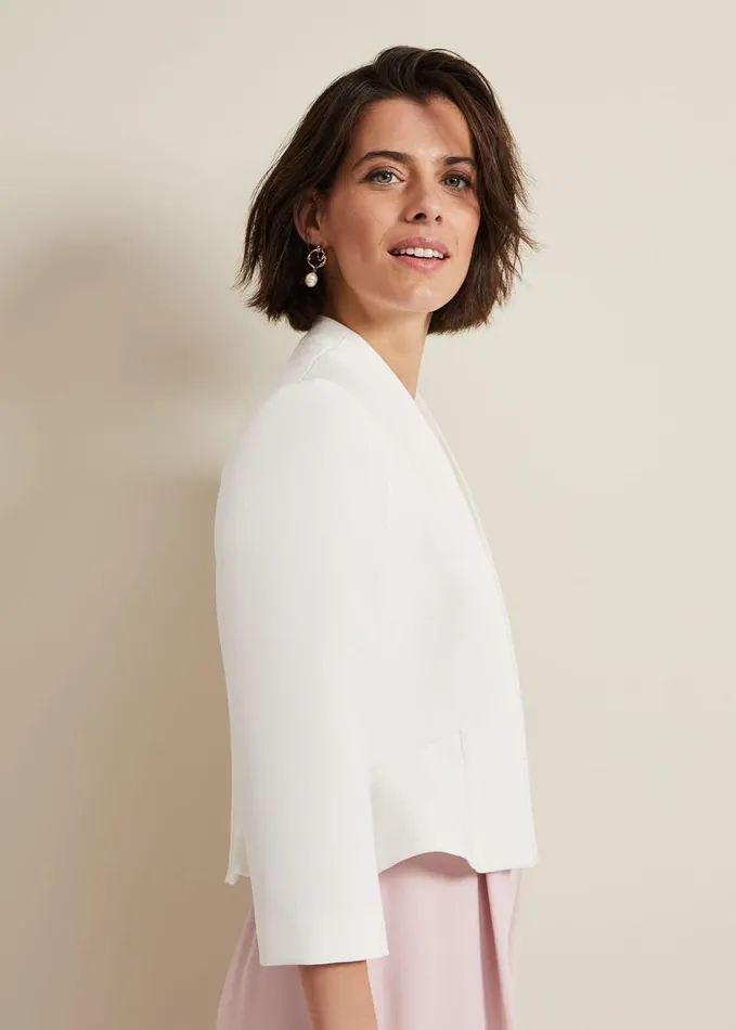 Phase Eight Daisy Peplum Jacket Ivory Women Jackets
