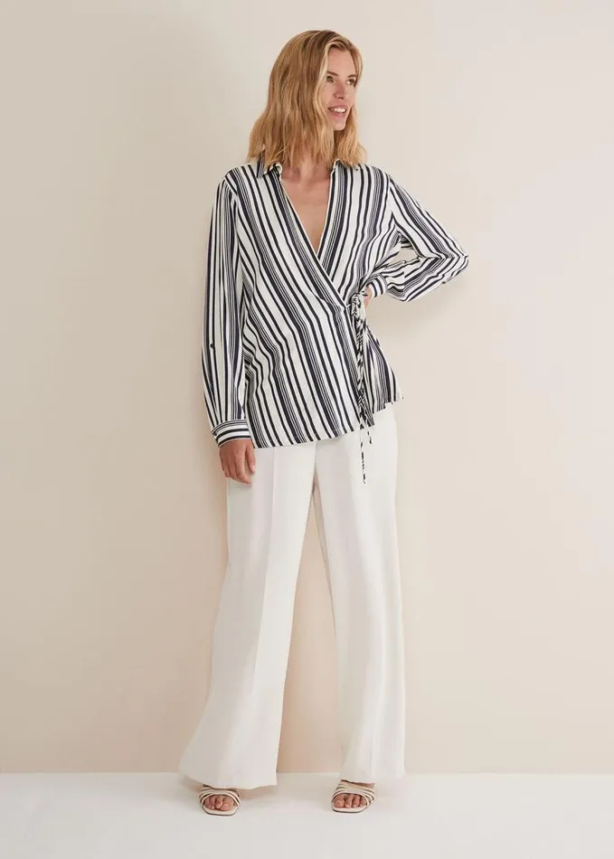 Phase Eight Dalila Striped Wrap Blouse Carbonivory Women Shirts and Blouses