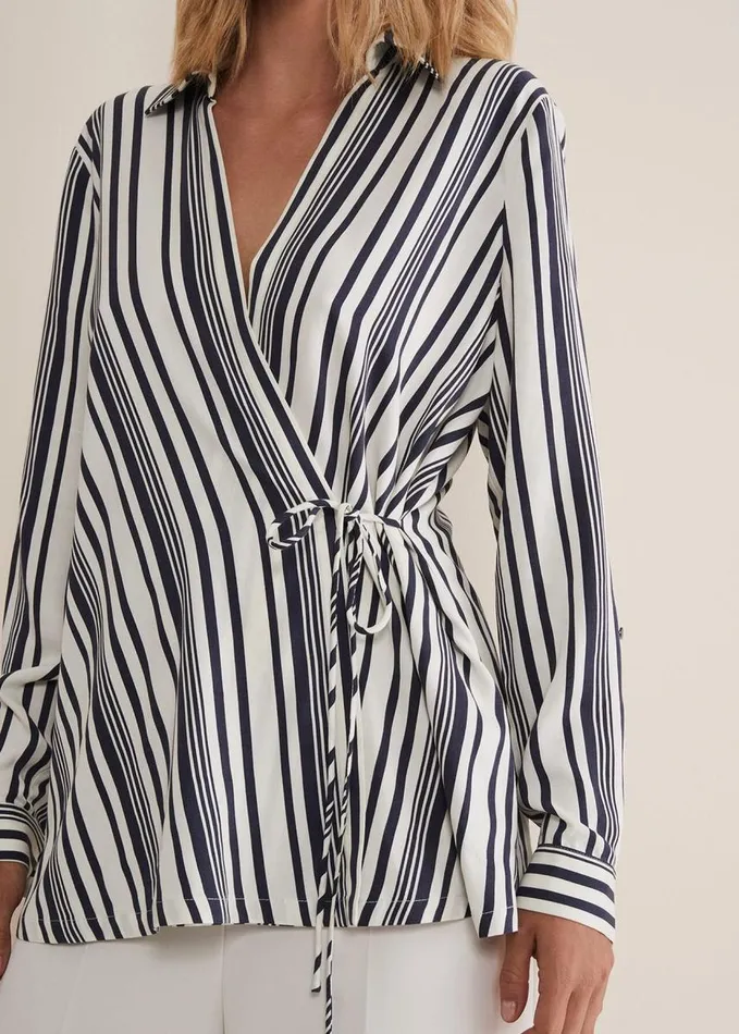 Phase Eight Dalila Striped Wrap Blouse Carbonivory Women Shirts and Blouses