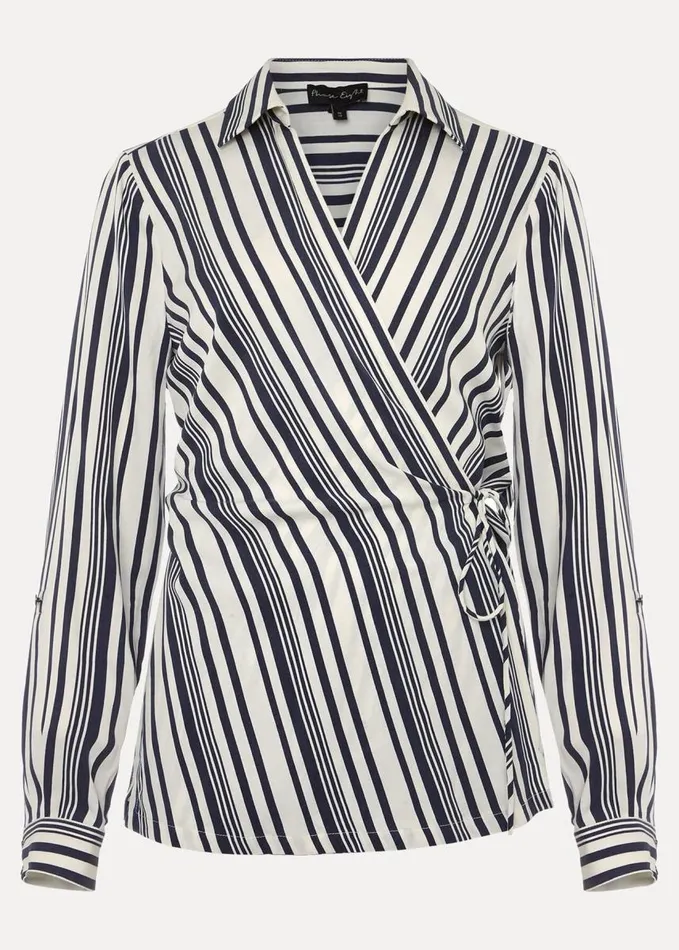 Phase Eight Dalila Striped Wrap Blouse Carbonivory Women Shirts and Blouses