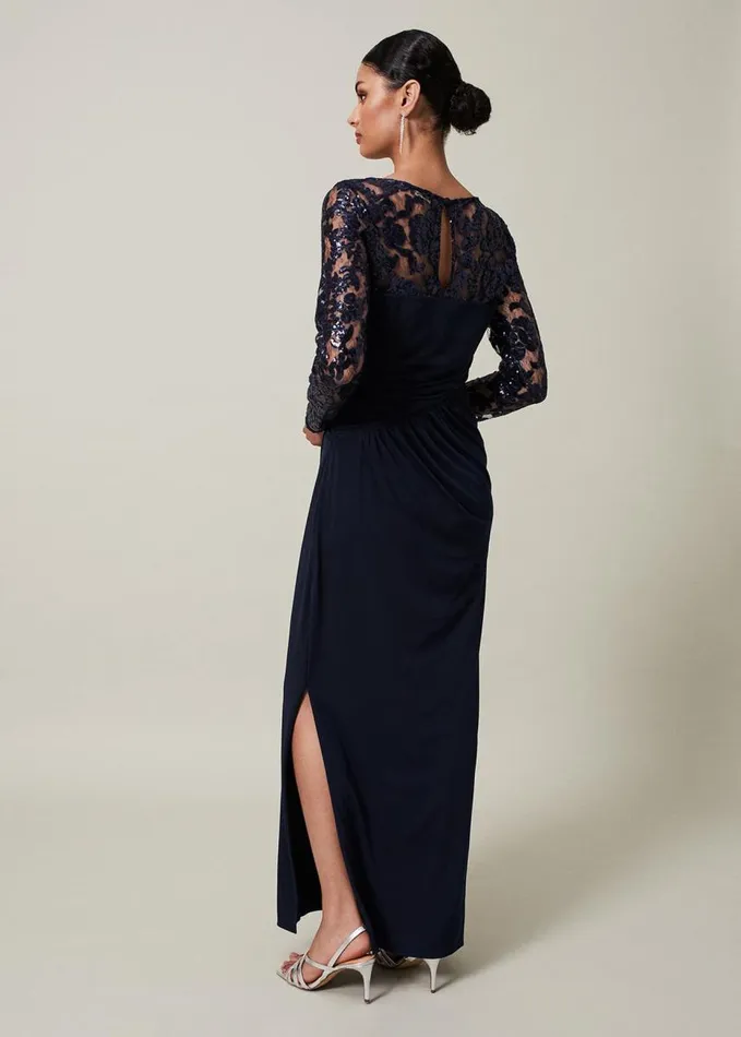 Phase Eight Daniela Sequin Maxi Dress Navy Women Dresses