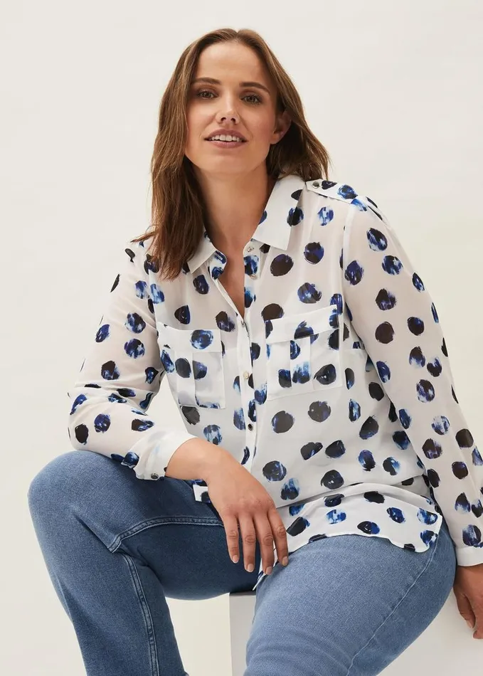 Phase Eight Delmar Spot Shirt Navyivory Women Shirts and Blouses