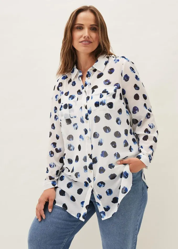 Phase Eight Delmar Spot Shirt Navyivory Women Shirts and Blouses