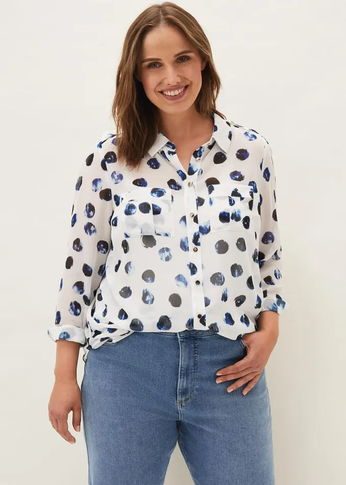 Phase Eight Delmar Spot Shirt Navyivory Women Shirts and Blouses