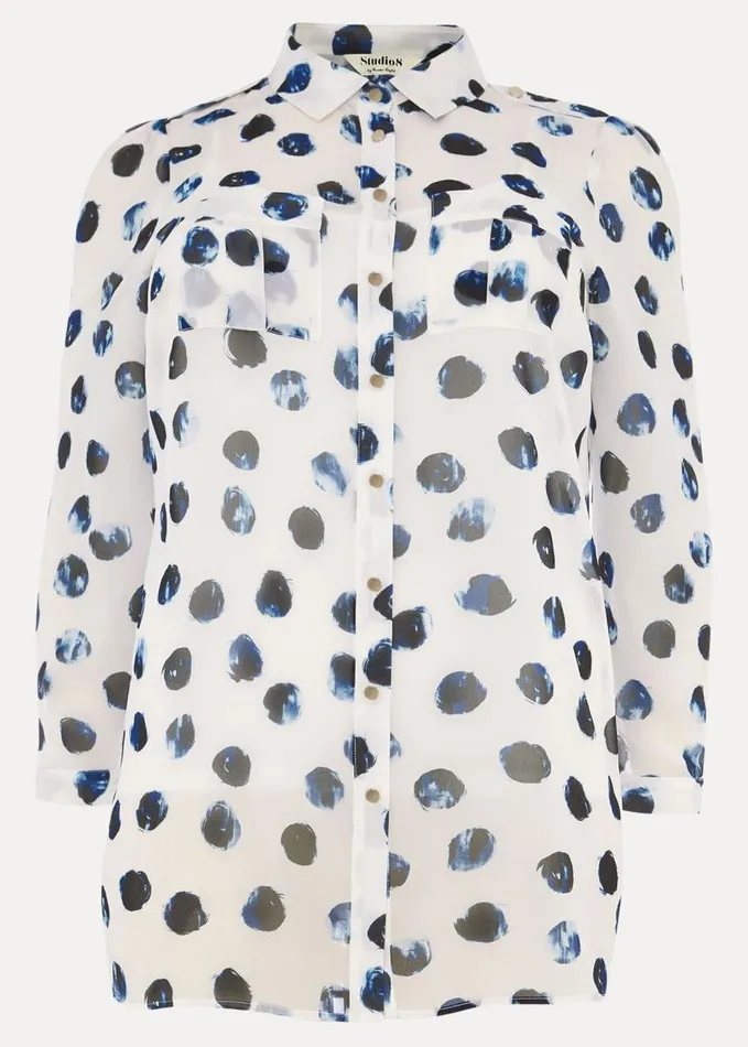 Phase Eight Delmar Spot Shirt Navyivory Women Shirts and Blouses