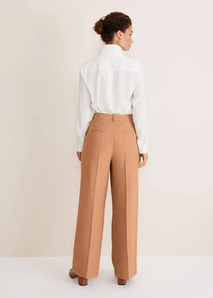 Phase Eight Dola Wide Leg Boucle Trouser Camel Women Trousers