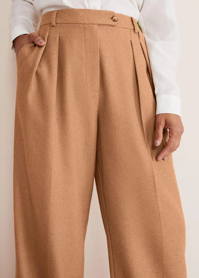 Phase Eight Dola Wide Leg Boucle Trouser Camel Women Trousers