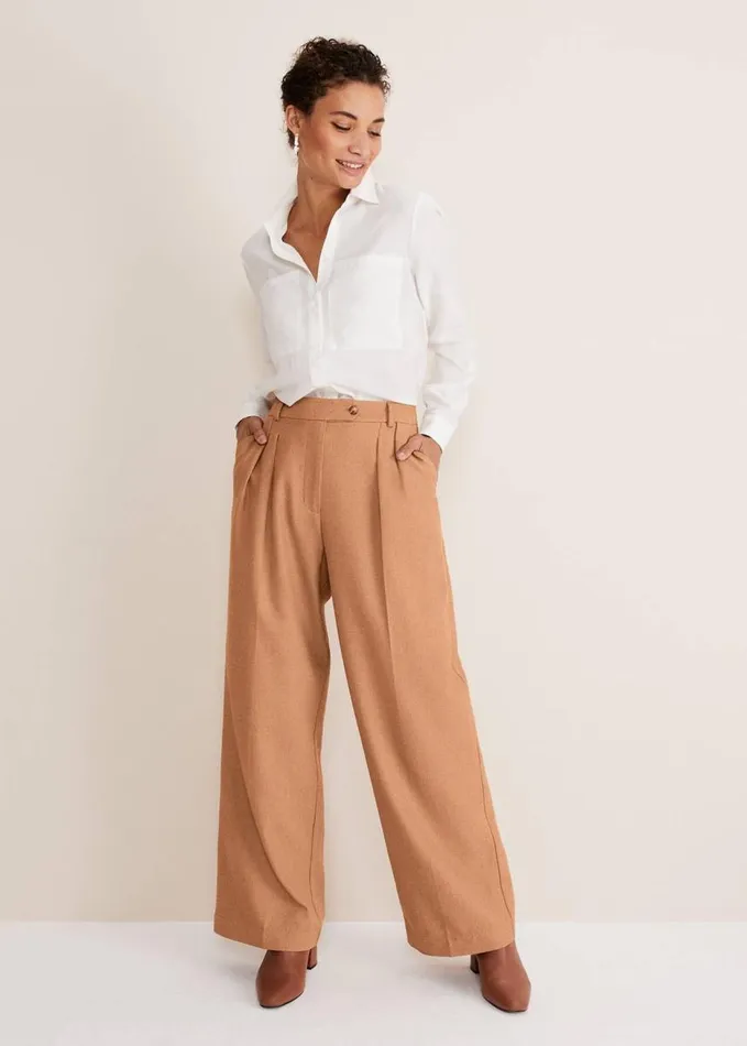 Phase Eight Dola Wide Leg Boucle Trouser Camel Women Trousers