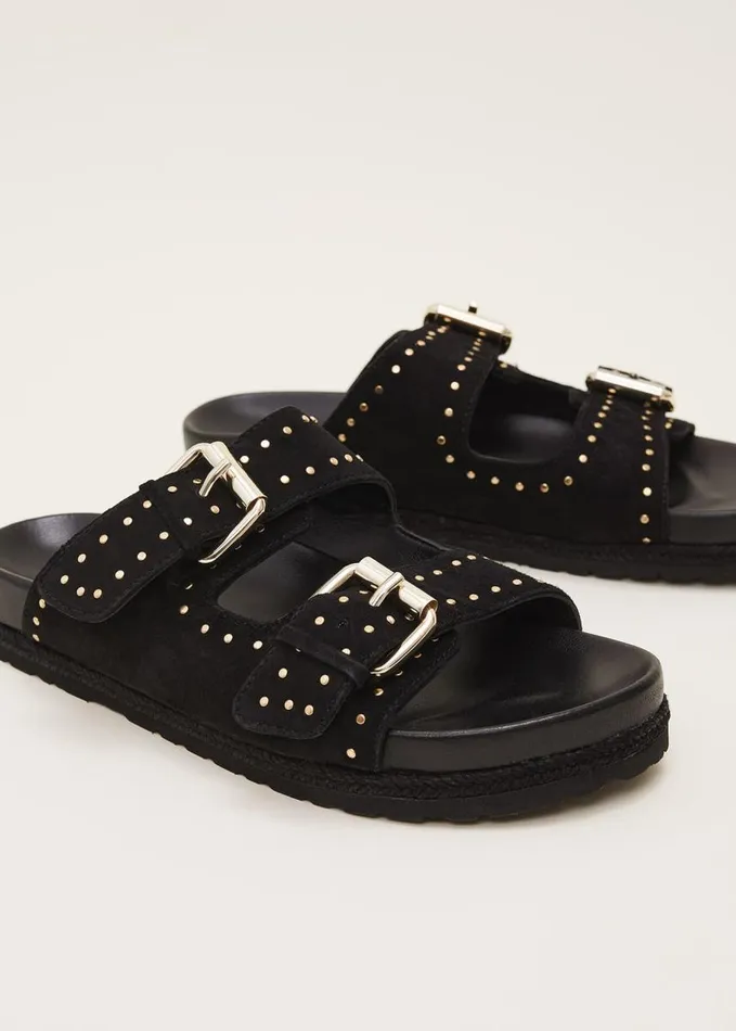 Phase Eight Double Buckle Sandal Black Women Flats