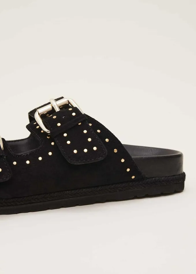Phase Eight Double Buckle Sandal Black Women Flats