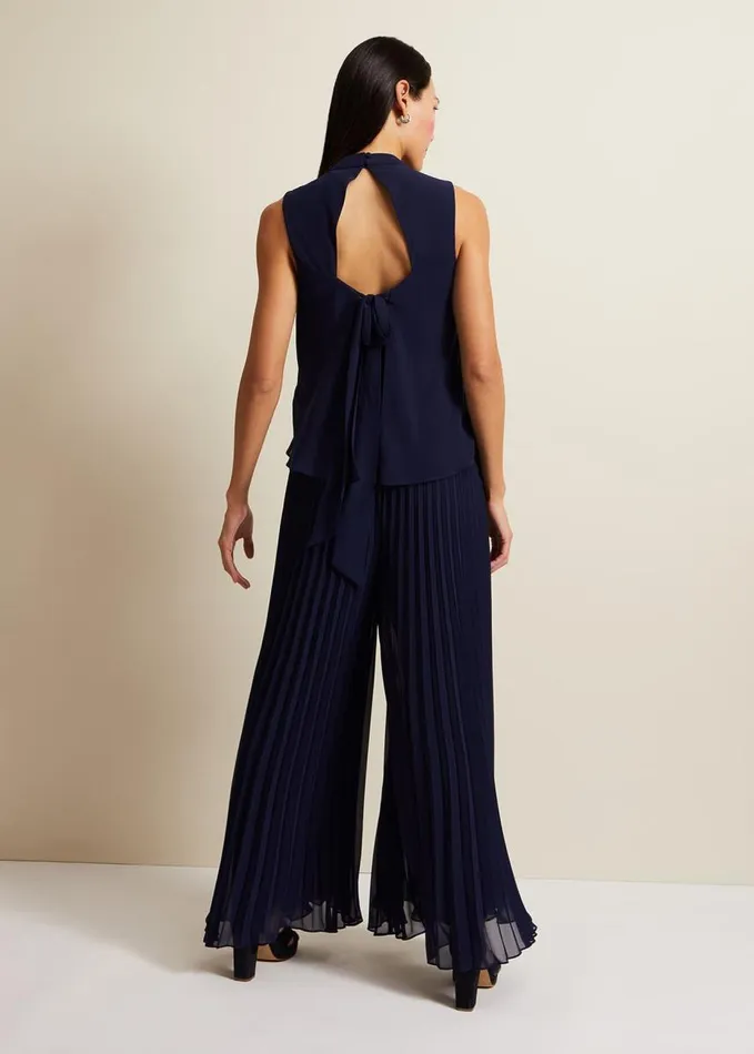 Phase Eight Eden Navy Pleated Jumpsuit Navy Women Dresses