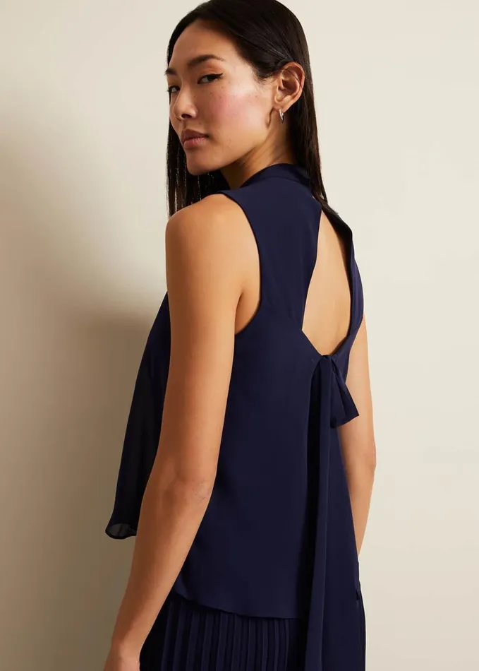 Phase Eight Eden Navy Pleated Jumpsuit Navy Women Dresses