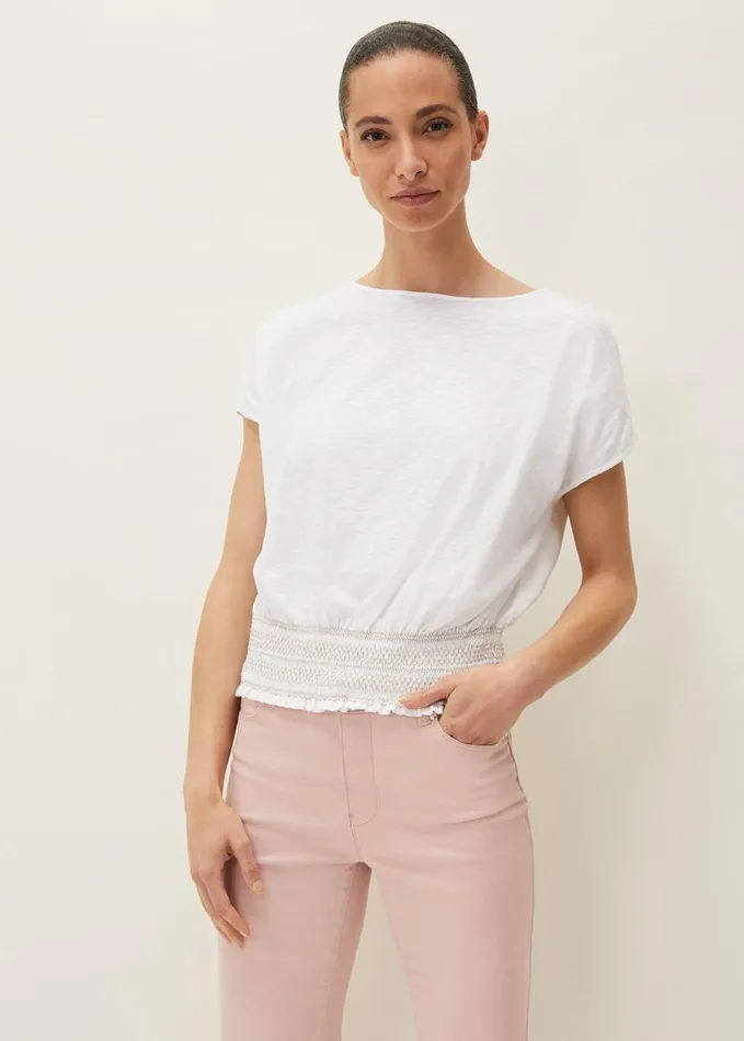 Phase Eight Eden Shirred Hem Top White Women Tops and TShirts
