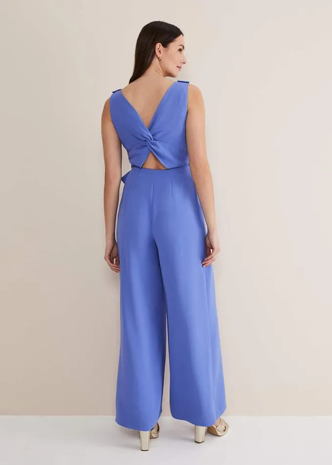 Phase Eight Elaina Blue Wide Leg Jumpsuit Foxglove Blue Women Dresses