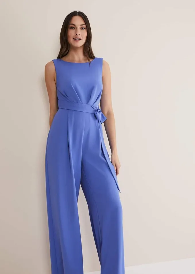 Phase Eight Elaina Blue Wide Leg Jumpsuit Foxglove Blue Women Dresses