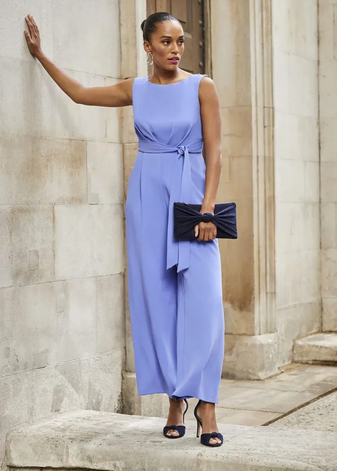 Phase Eight Elaina Blue Wide Leg Jumpsuit Foxglove Blue Women Dresses