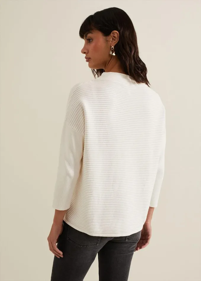 Phase Eight Elise Ripple Jumper Ivory Women Knitwear