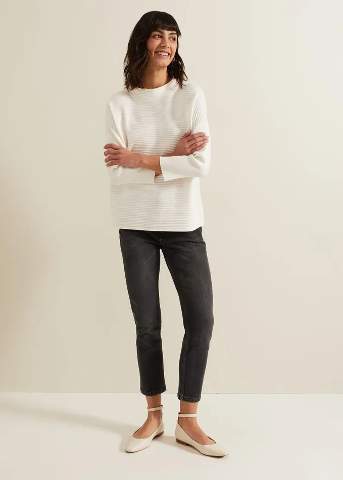 Phase Eight Elise Ripple Jumper Ivory Women Knitwear