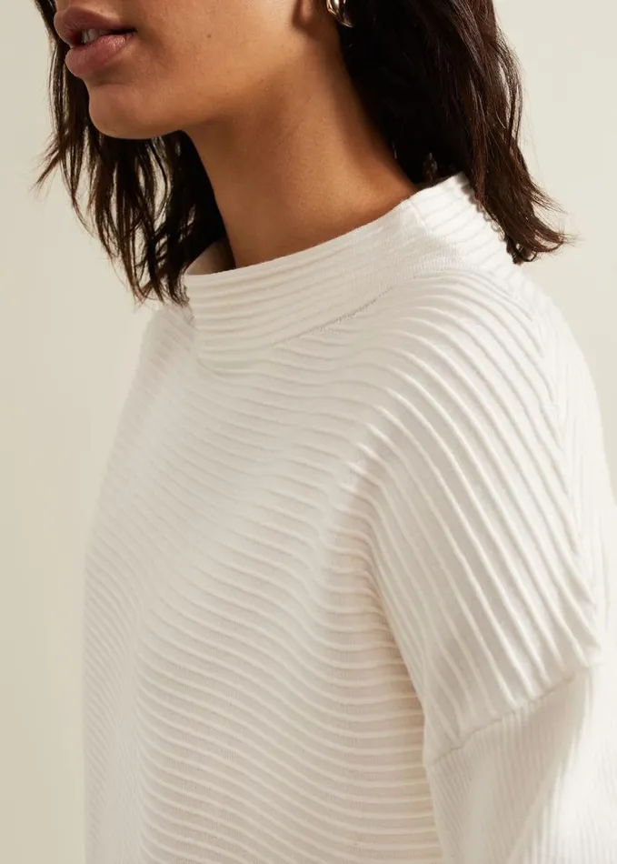 Phase Eight Elise Ripple Jumper Ivory Women Knitwear