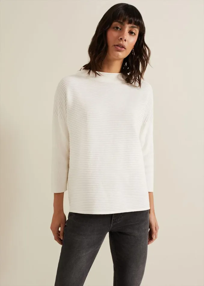 Phase Eight Elise Ripple Jumper Ivory Women Knitwear