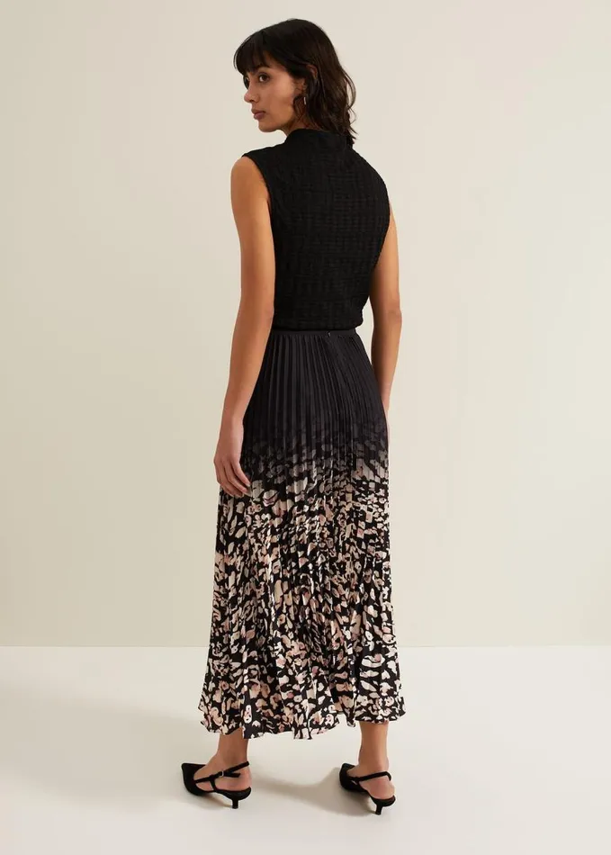 Phase Eight Elmina Abstract Print Pleated Skirt Neutral Women Skirts