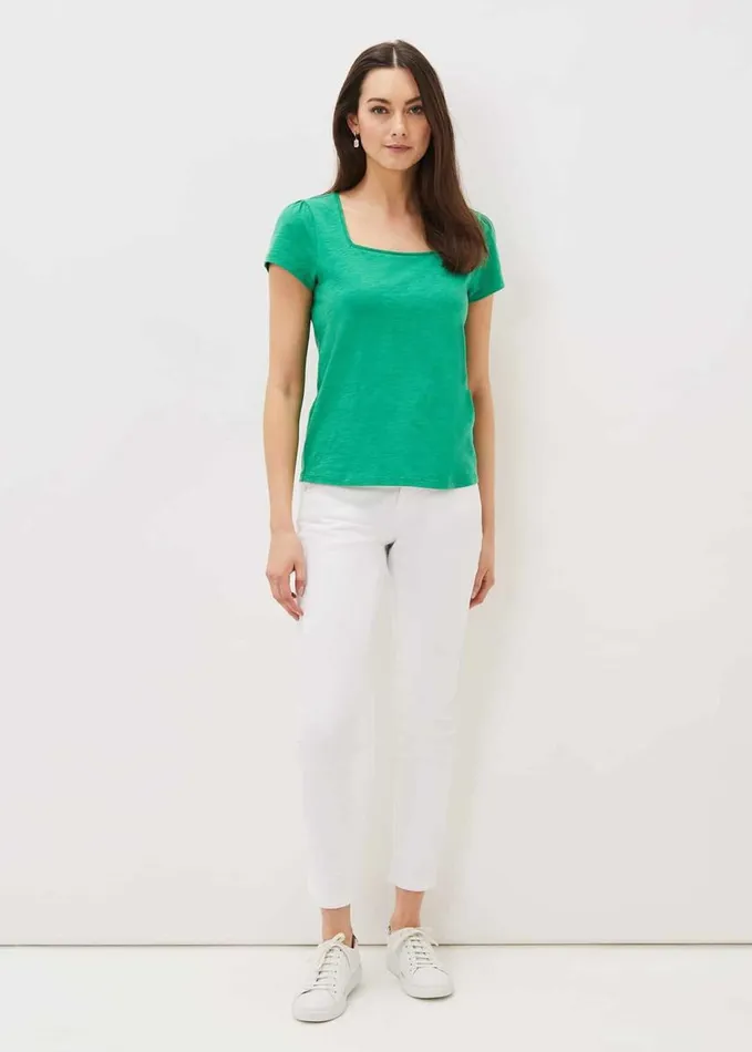 Phase Eight Elspeth Cotton Square Neck Top Apple Green Women Tops and TShirts