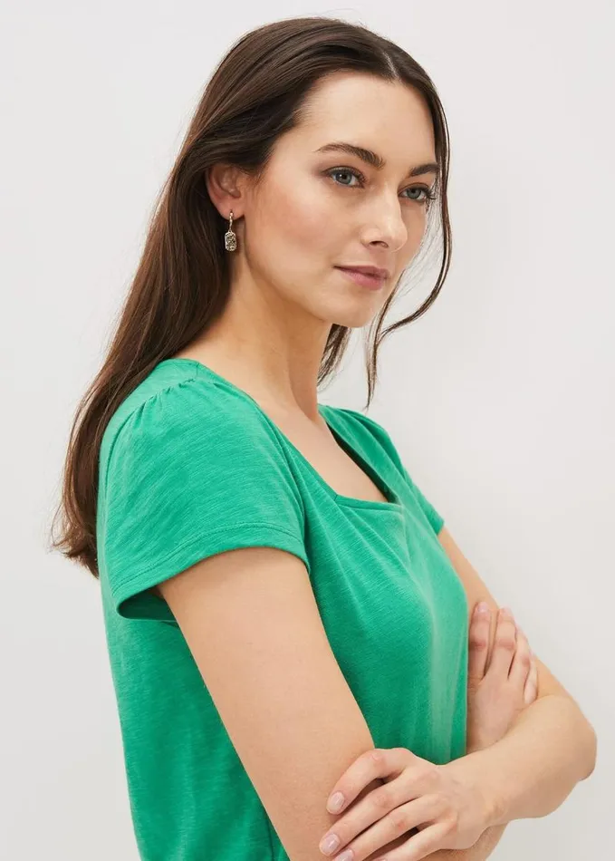 Phase Eight Elspeth Cotton Square Neck Top Apple Green Women Tops and TShirts