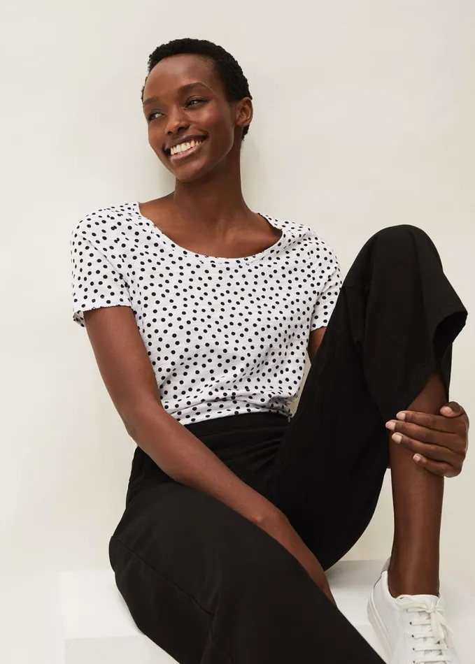 Phase Eight Elspeth Spot TShirt Whiteblack Women Tops and TShirts