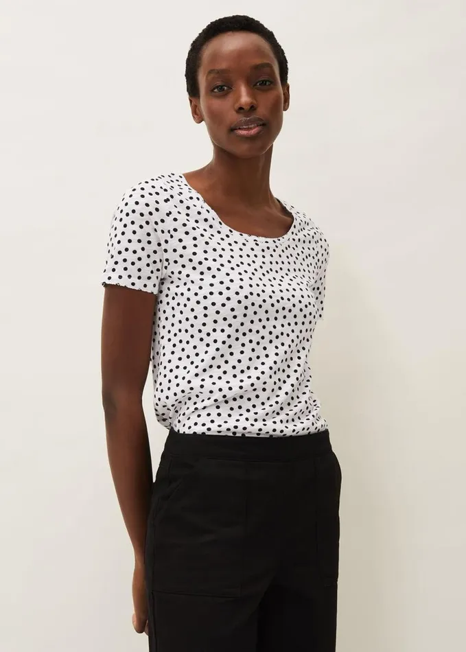 Phase Eight Elspeth Spot TShirt Whiteblack Women Tops and TShirts