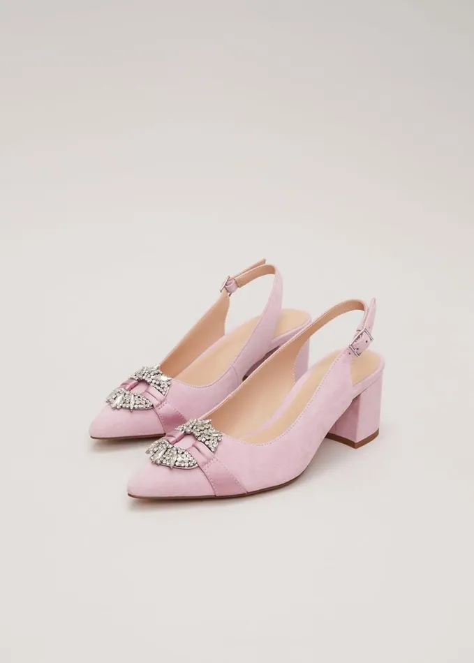 Phase Eight Embellished Block Heel Shoes Pink Women Occasion Shoes