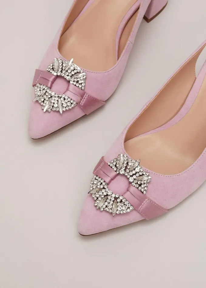 Phase Eight Embellished Block Heel Shoes Pink Women Occasion Shoes
