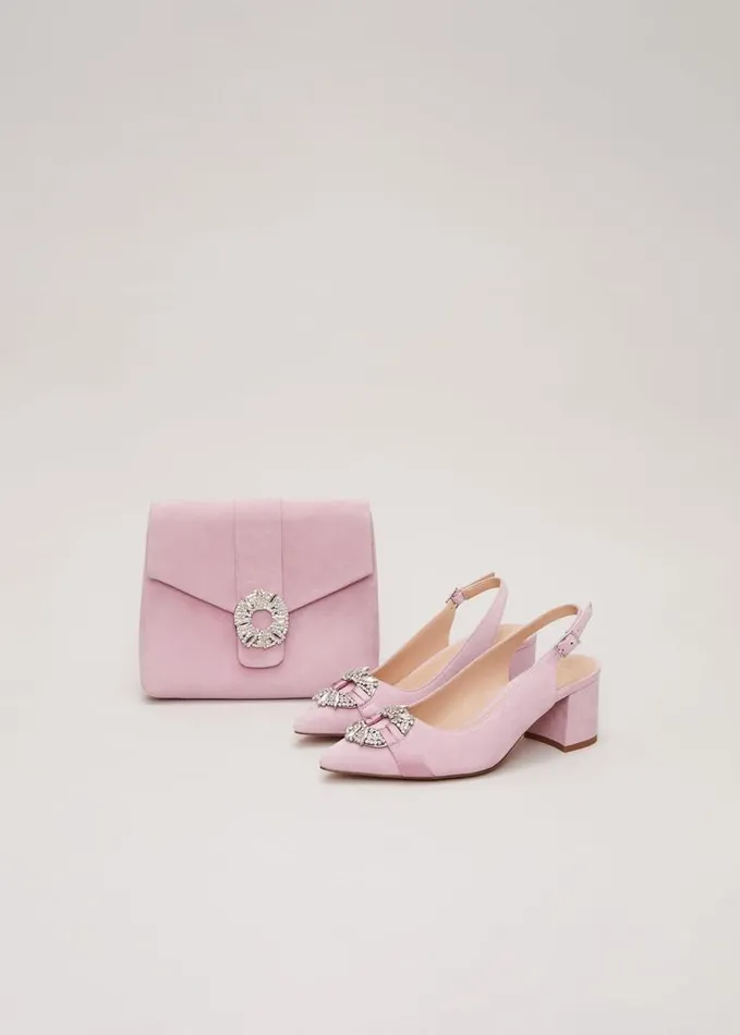 Phase Eight Embellished Block Heel Shoes Pink Women Occasion Shoes