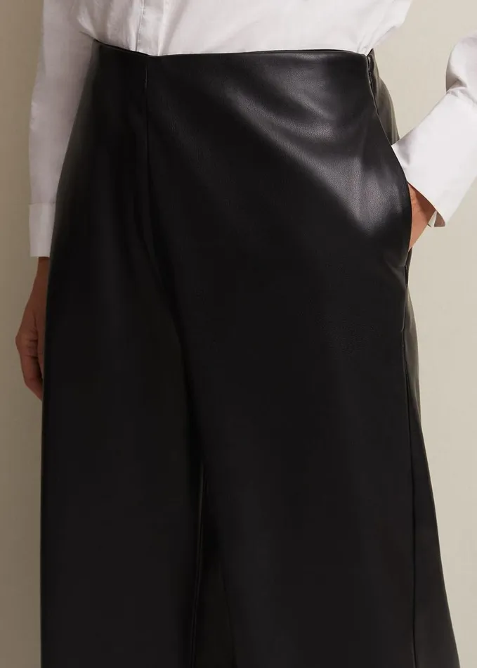 Phase Eight Emeline Black Faux Leather Culottes Black Women Trousers