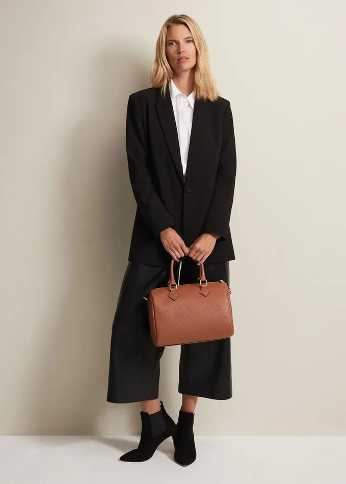 Phase Eight Emeline Black Faux Leather Culottes Black Women Trousers