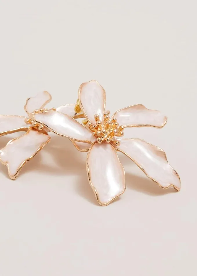 Phase Eight Enamel Oversized Flower Stud Earrings Ivory Women Jewellery