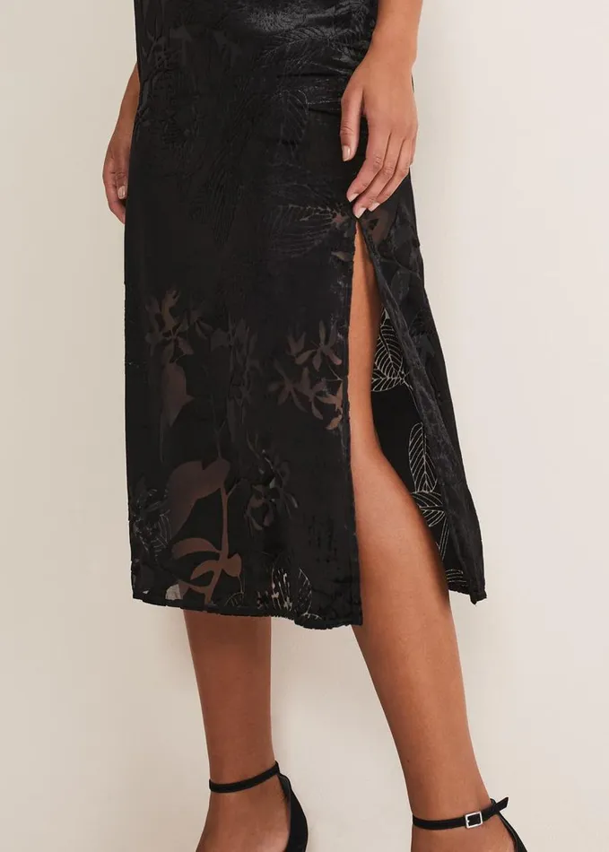 Phase Eight Fayette Textured Velvet Slip Dress Black Women Dresses