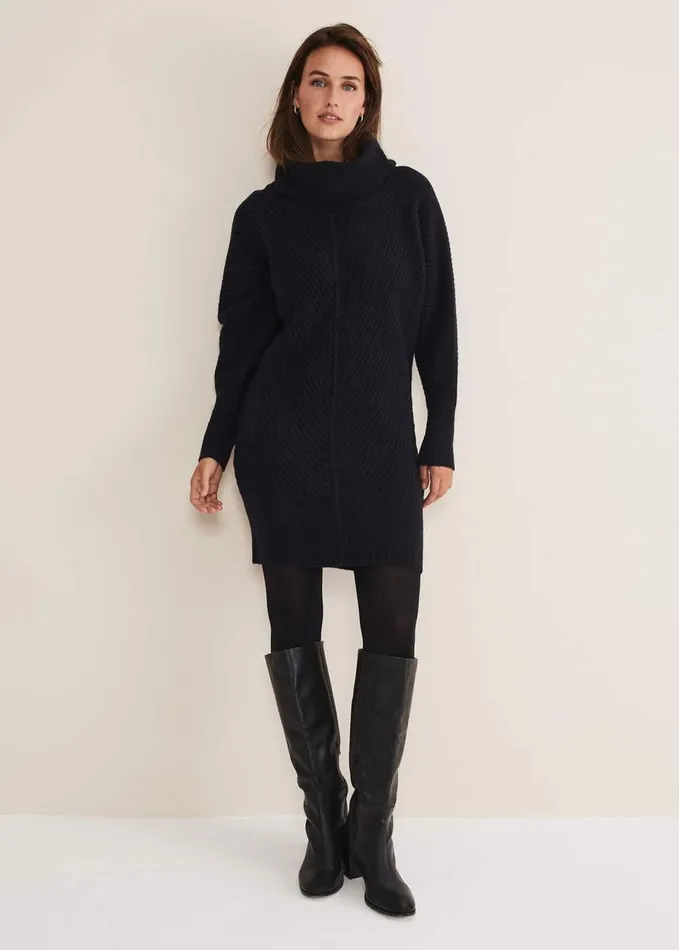 Phase Eight Fillipa Tunic Knit Dress Midnight Women Dresses
