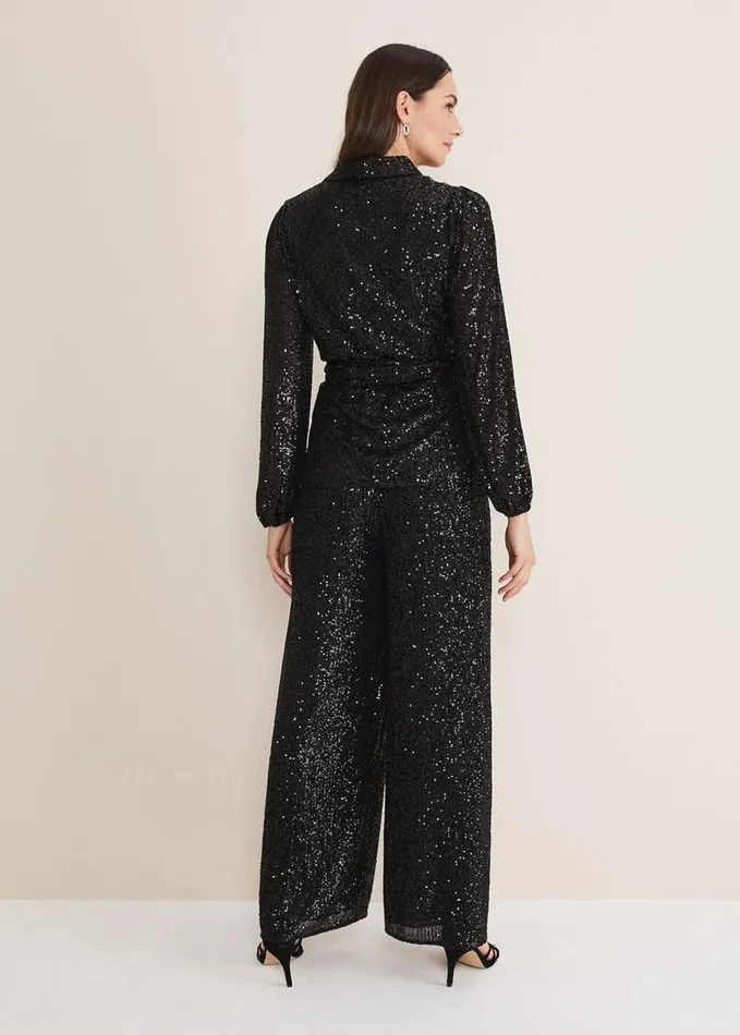 Phase Eight Florentine Sequin Trouser Black Women Trousers
