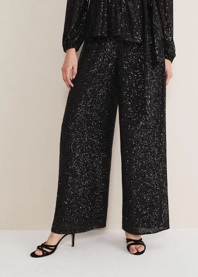 Phase Eight Florentine Sequin Trouser Black Women Trousers